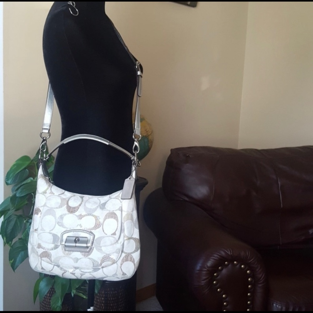 Coach White, Silver & Sequin Hobo 2-way Bag
